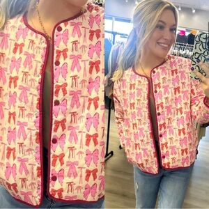Entro Pink and Red Patterned Jacket